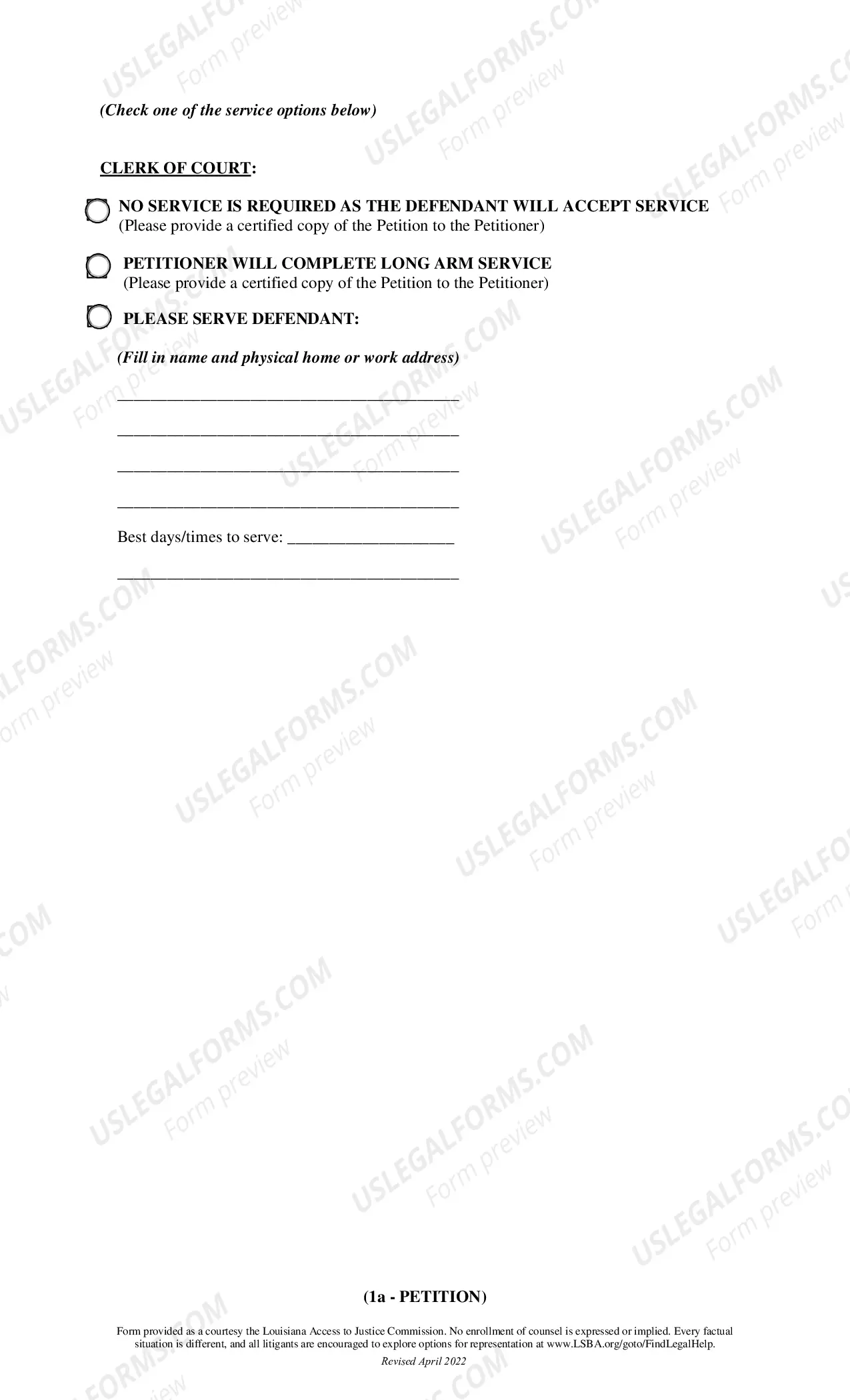 Preview Article 103 Divorce Package - Minor Children - For Divorce Issue Only and for Requesting Use of Allowed Last Name