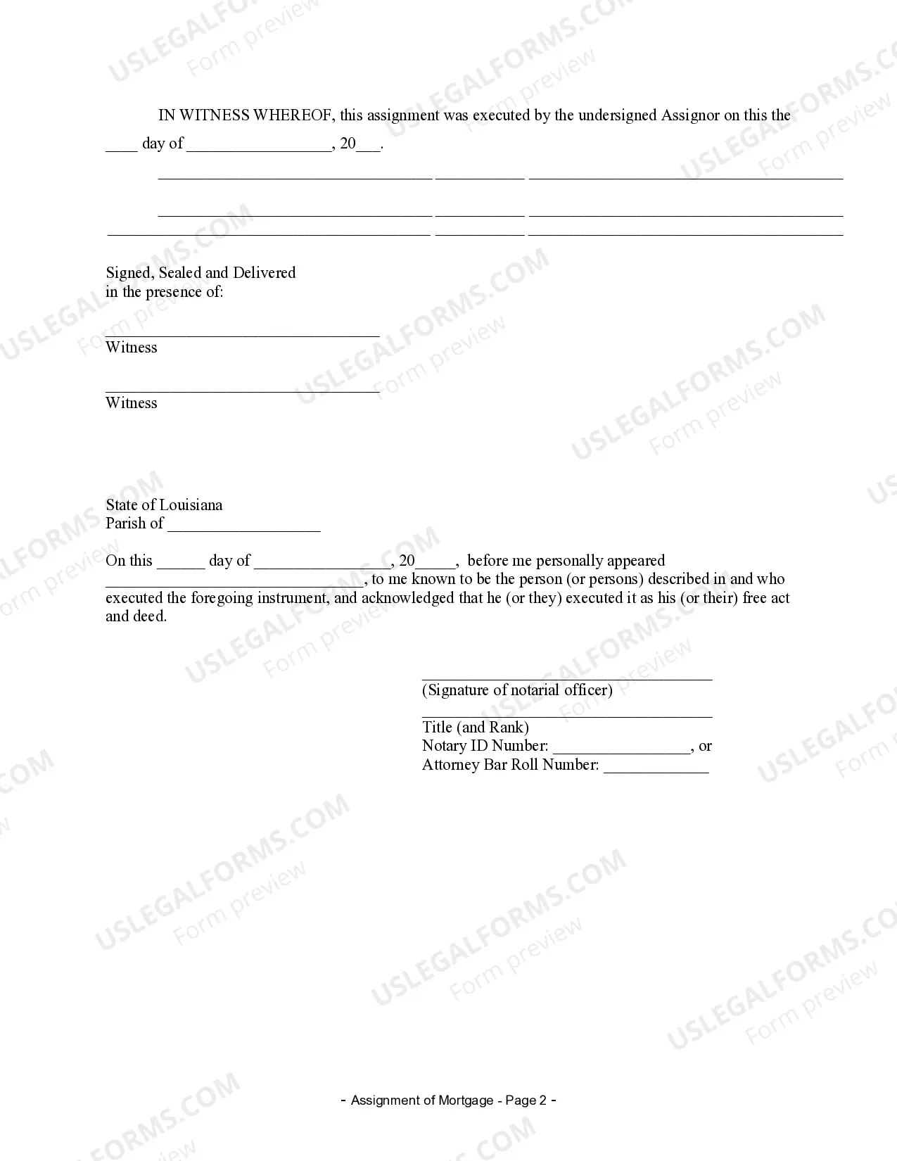 Preview Assignment of Mortgage by Individual Mortgage Holder