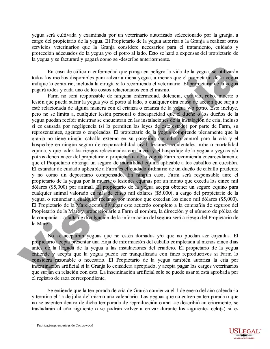 Preview Contrato de servicio de semental - Formularios equinos de caballos