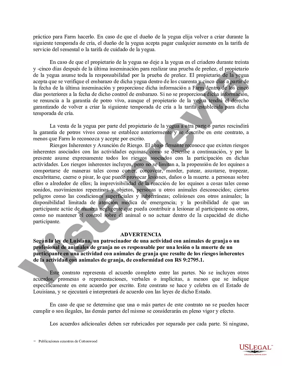 Preview Contrato de servicio de semental - Formularios equinos de caballos
