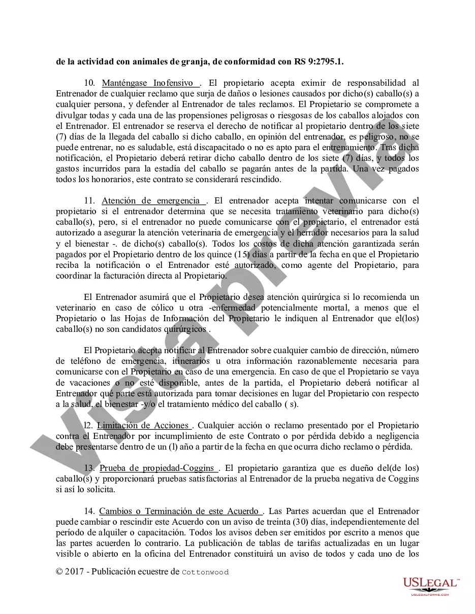 Preview Contrato de Entrenamiento - Caballo Equino Formas