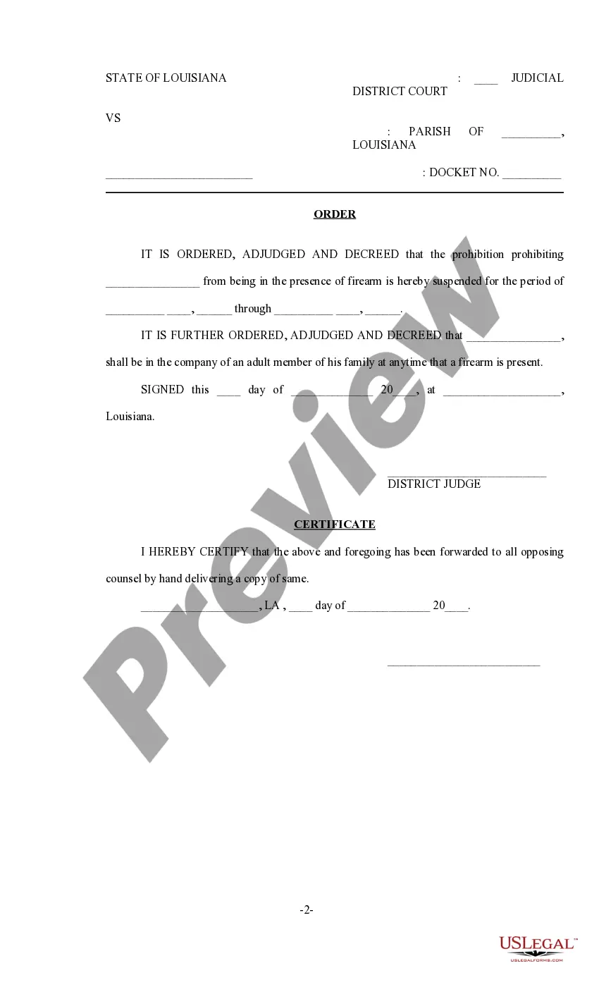 Get Motion and Order to Suspend Condition of Probation Preview Motion and Order to Suspend Condition of Probation