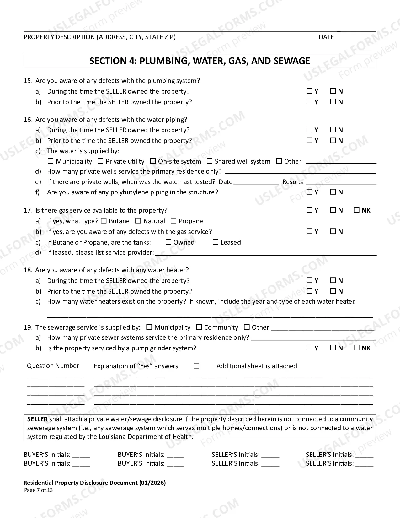 Preview Residential Real Estate Sales Disclosure Statement