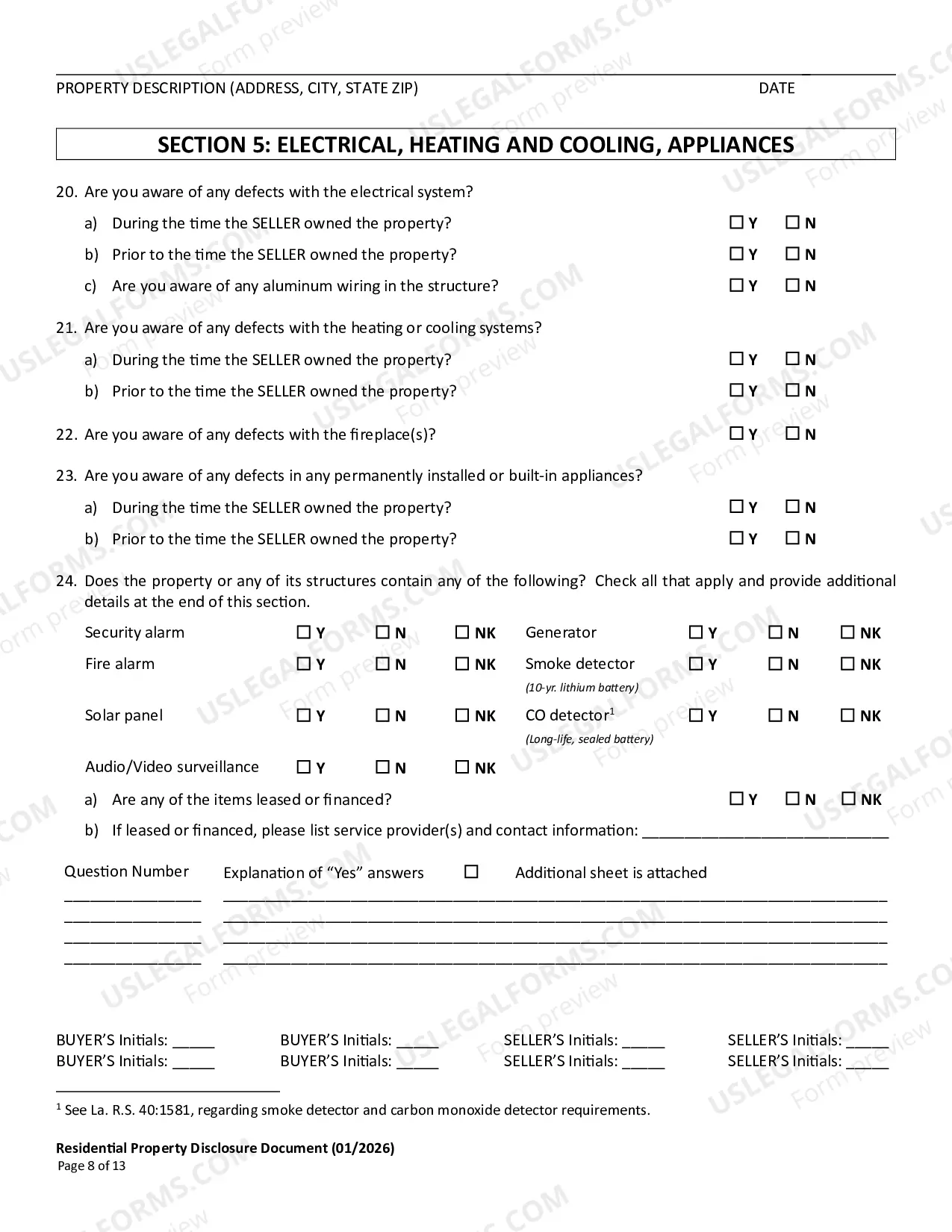 Preview Residential Real Estate Sales Disclosure Statement