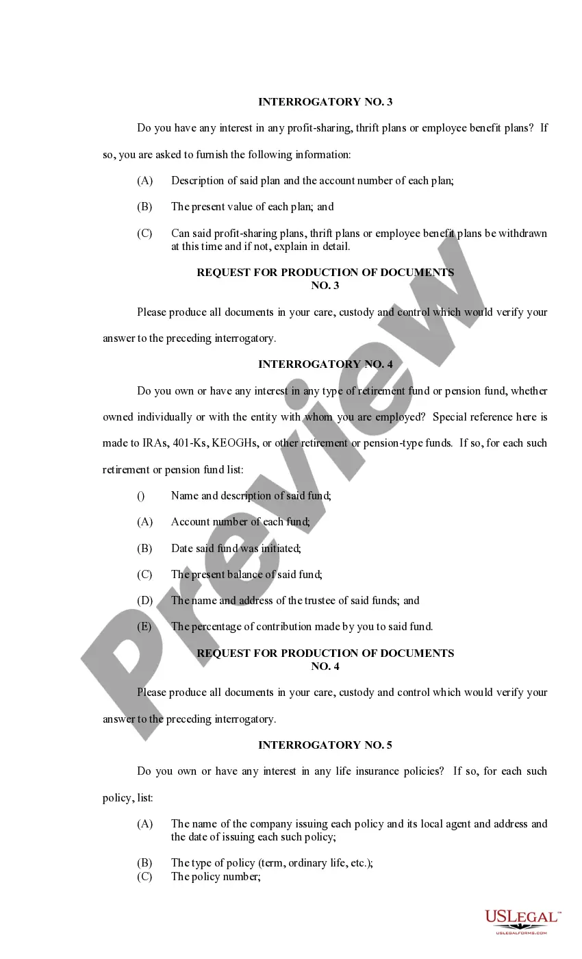Preview Interrogatories and Request for Production of Documents