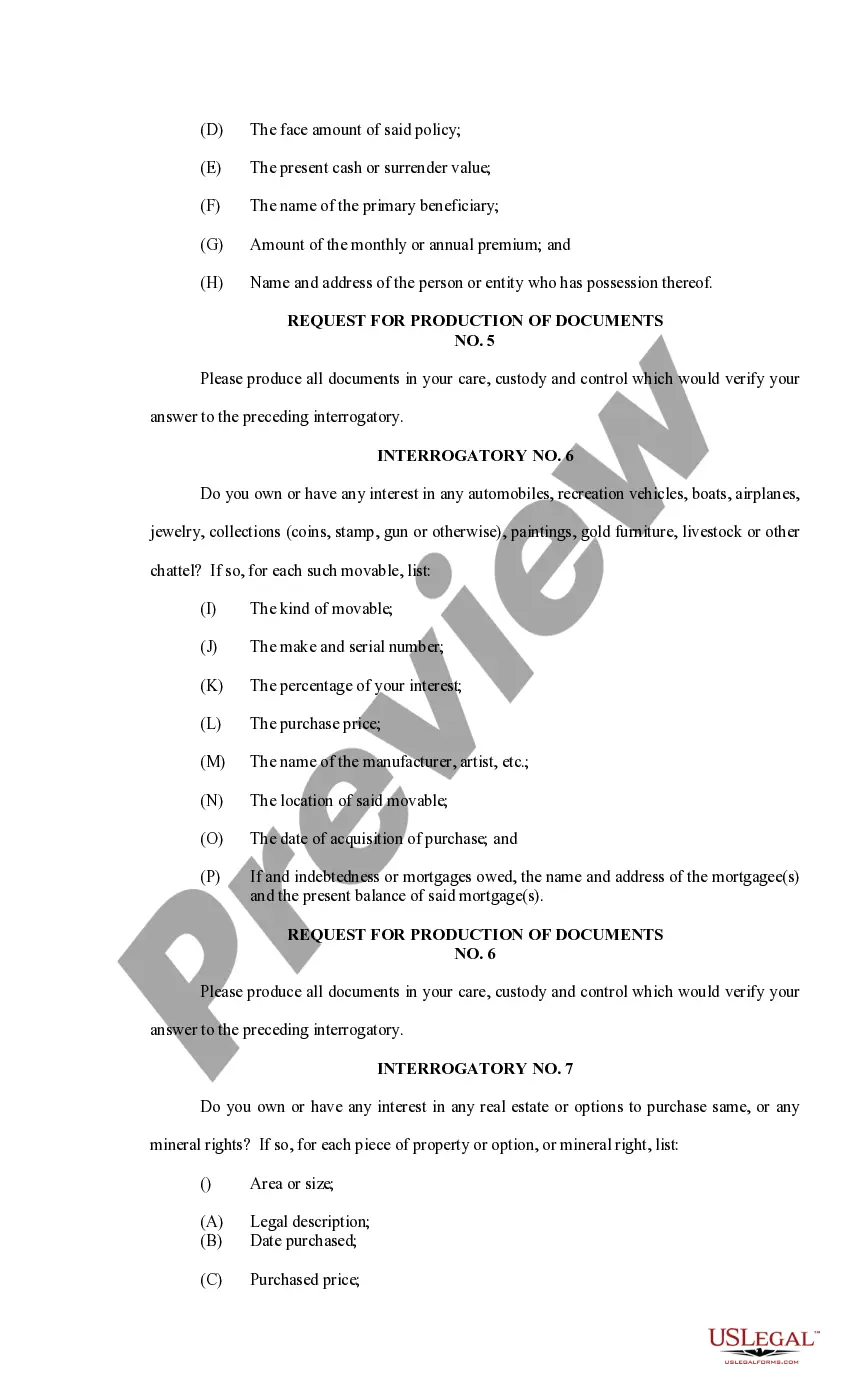 Preview Interrogatories and Request for Production of Documents