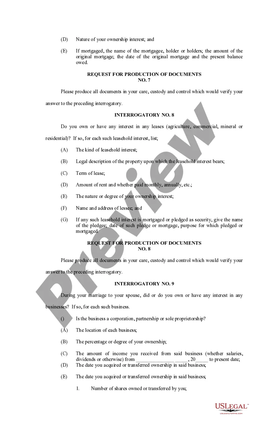 Preview Interrogatories and Request for Production of Documents