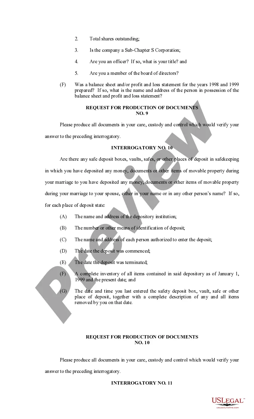 Preview Interrogatories and Request for Production of Documents