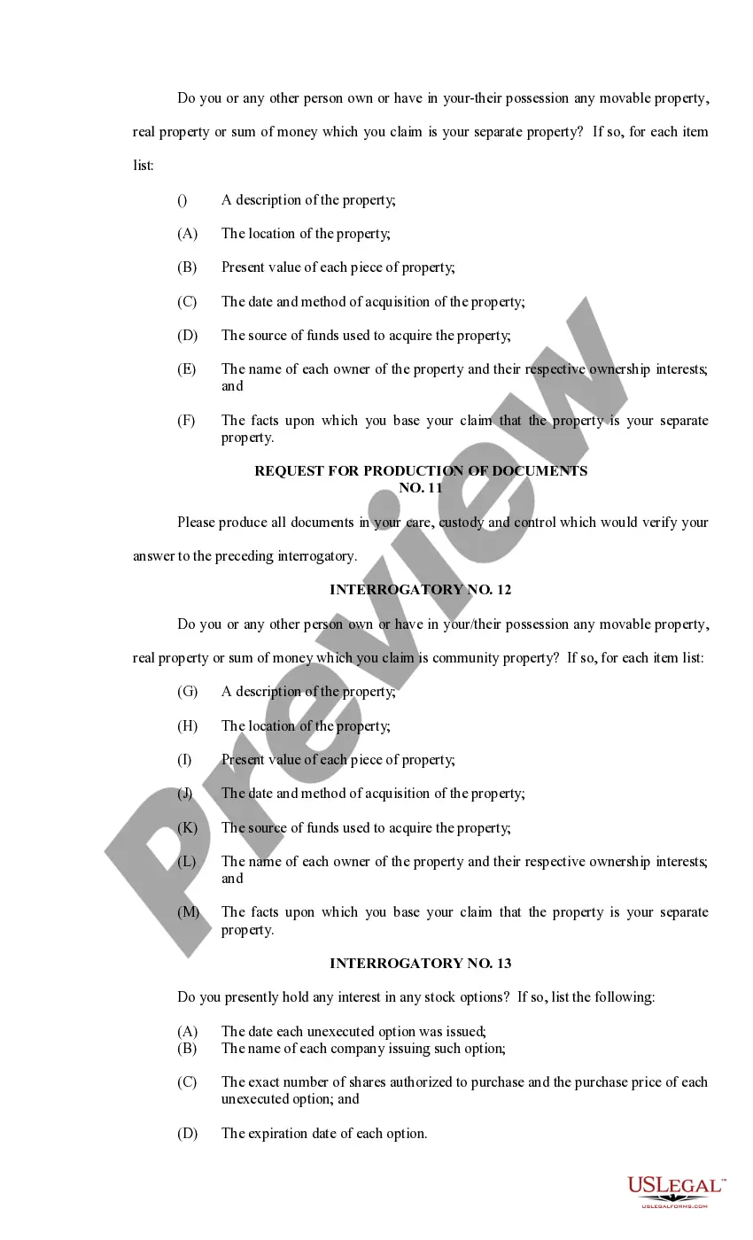 Preview Interrogatories and Request for Production of Documents