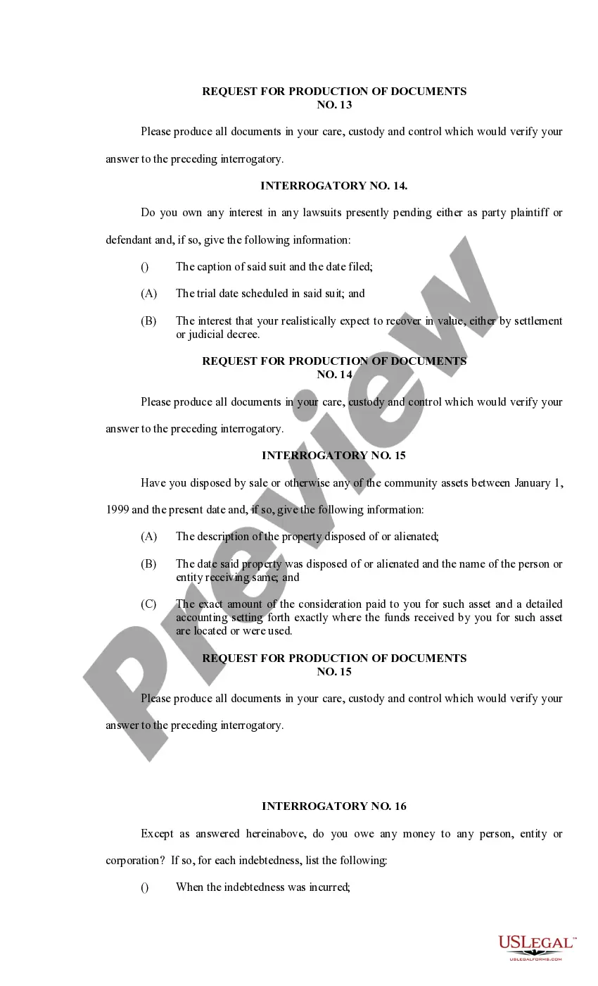 Preview Interrogatories and Request for Production of Documents