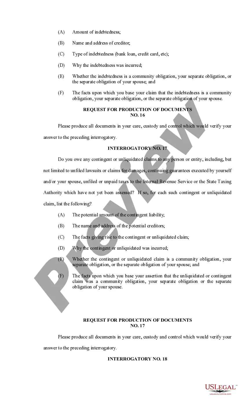 Preview Interrogatories and Request for Production of Documents