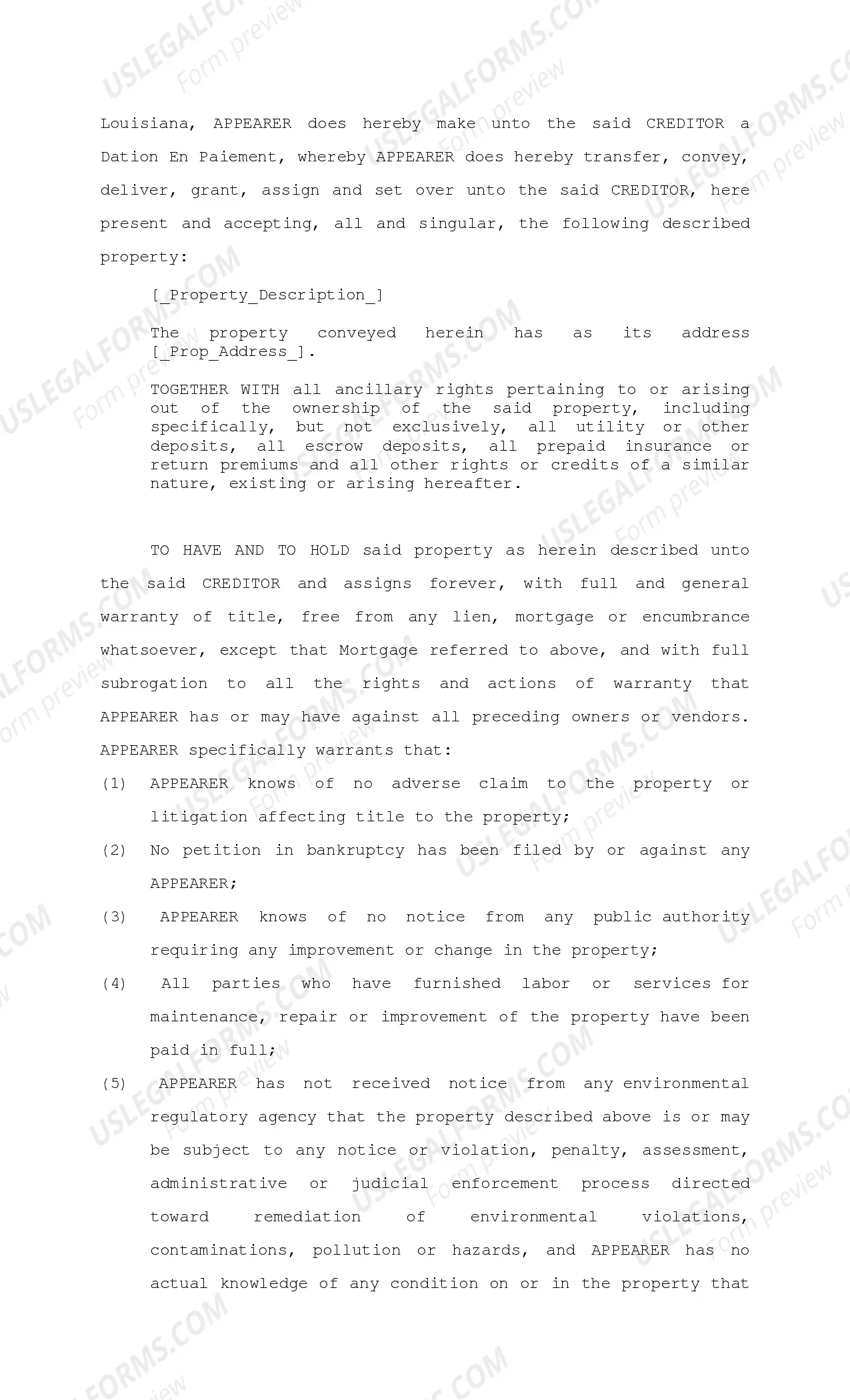 Preview Dation En Paiement on Mortgage Loan Obligation