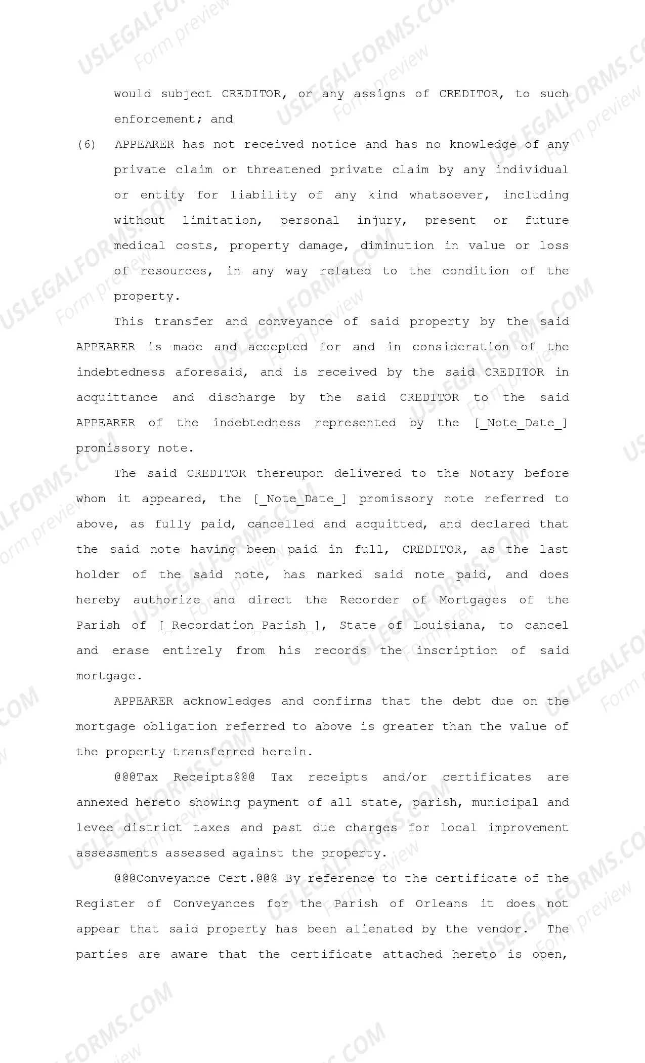 Preview Dation En Paiement on Mortgage Loan Obligation