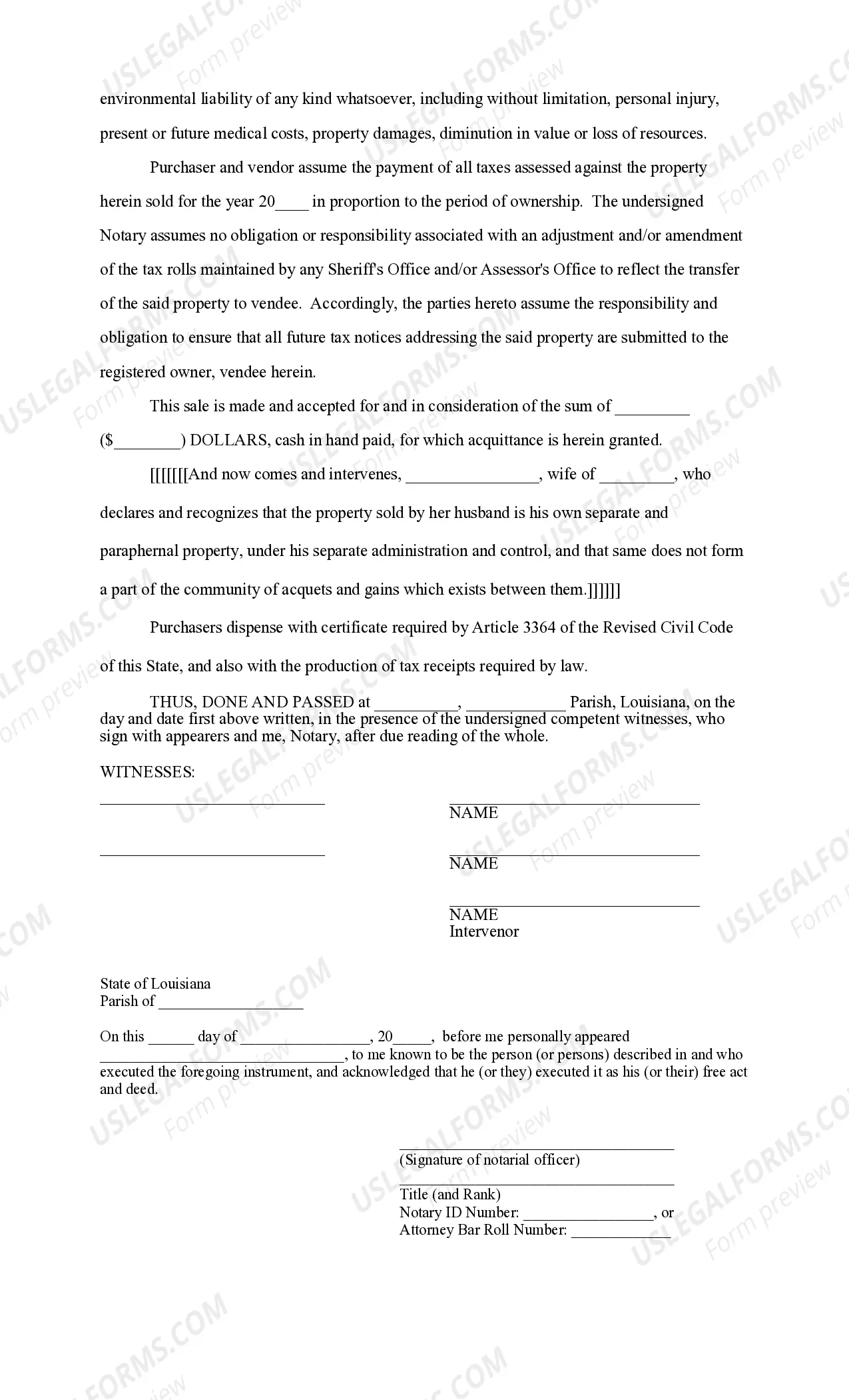 Preview Cash Sale - Deed to Real Estate