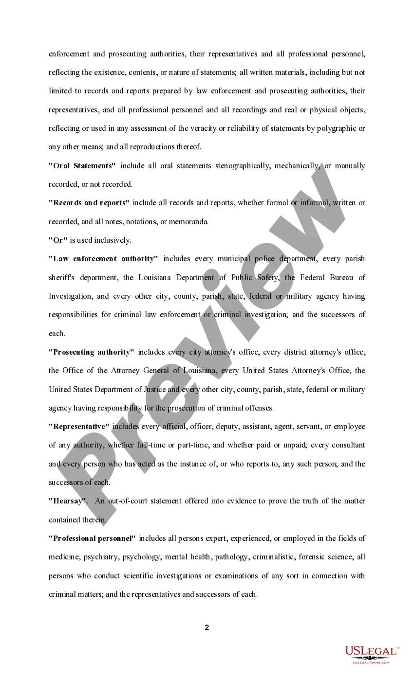 Preview Request and Motion for Discovery, Disclosure, Inspection and for a Bill of Particulars