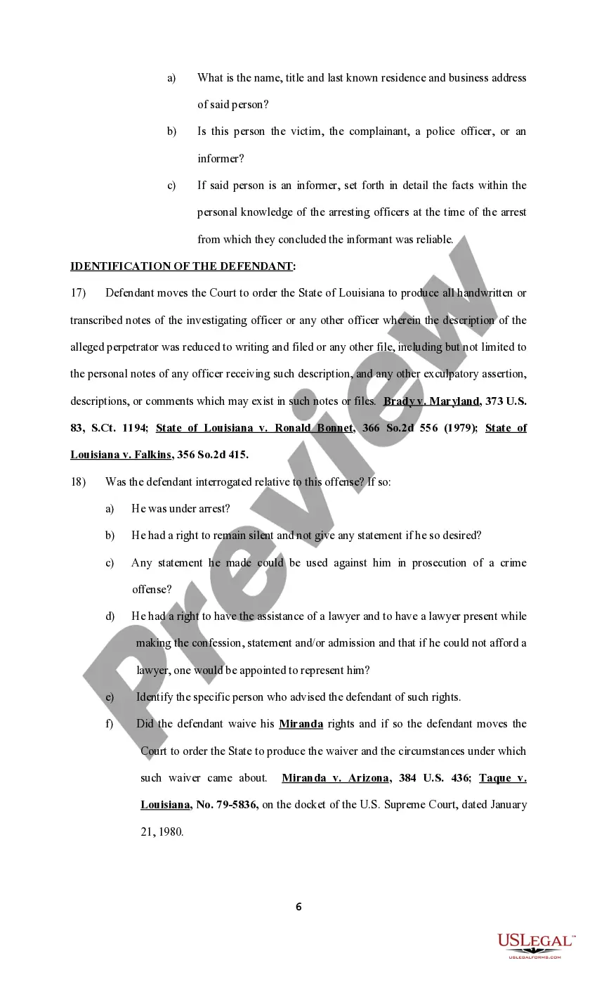 Preview Request and Motion for Discovery, Disclosure, Inspection and for a Bill of Particulars