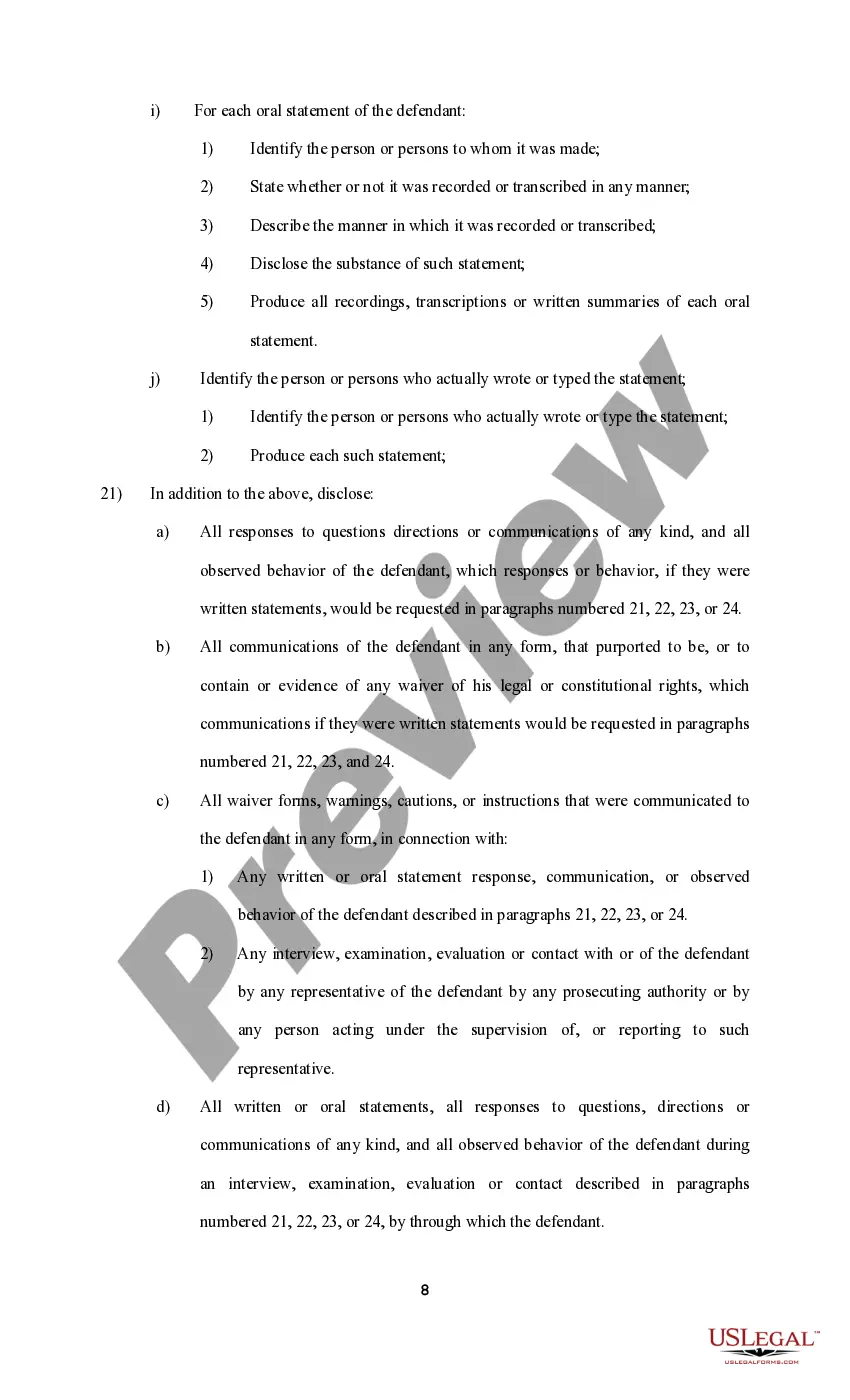 Preview Request and Motion for Discovery, Disclosure, Inspection and for a Bill of Particulars