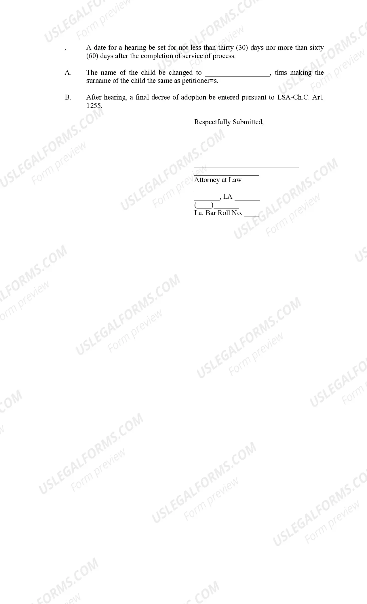 Preview Petition for Intrafamily Adoption