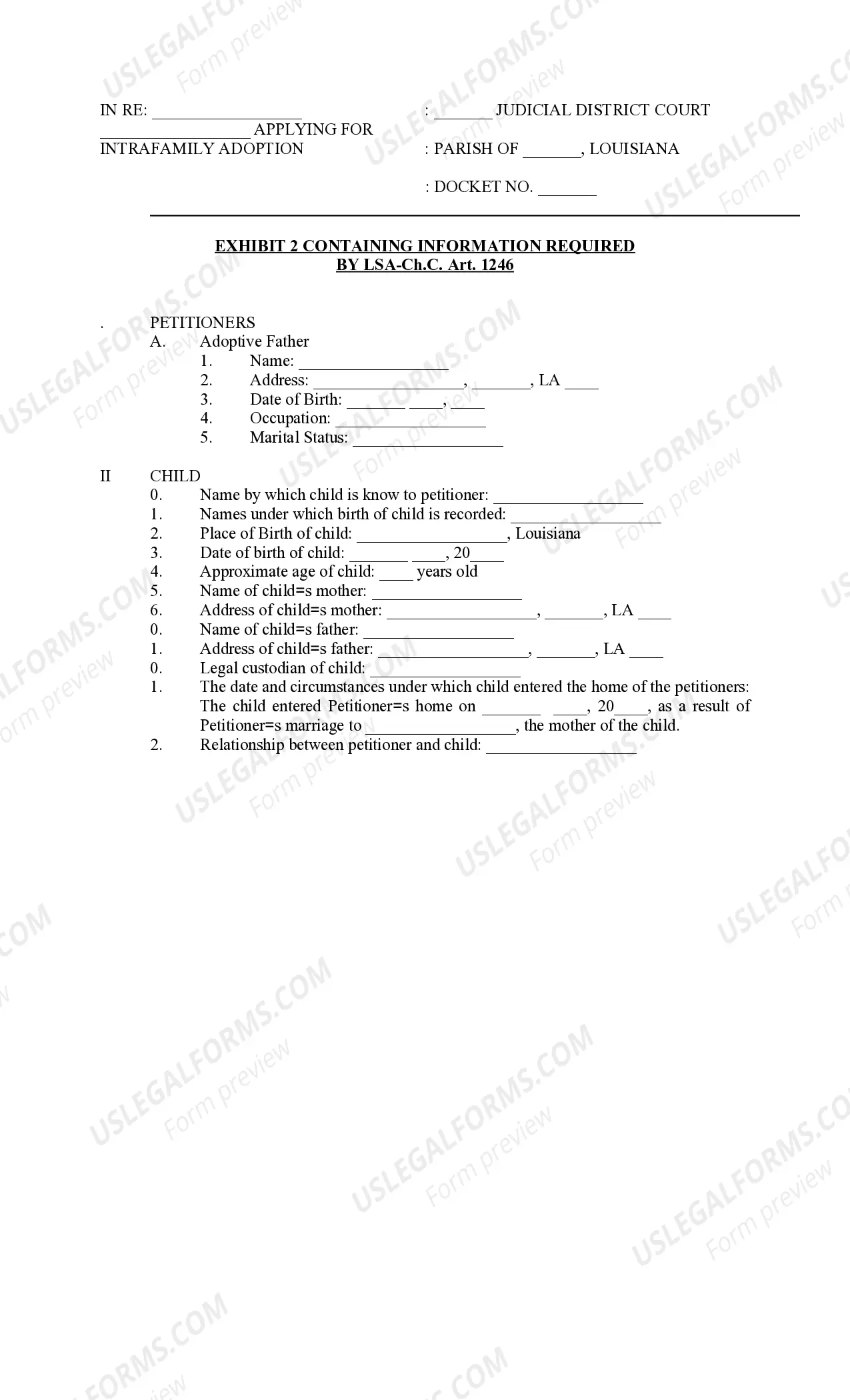 Preview Petition for Intrafamily Adoption