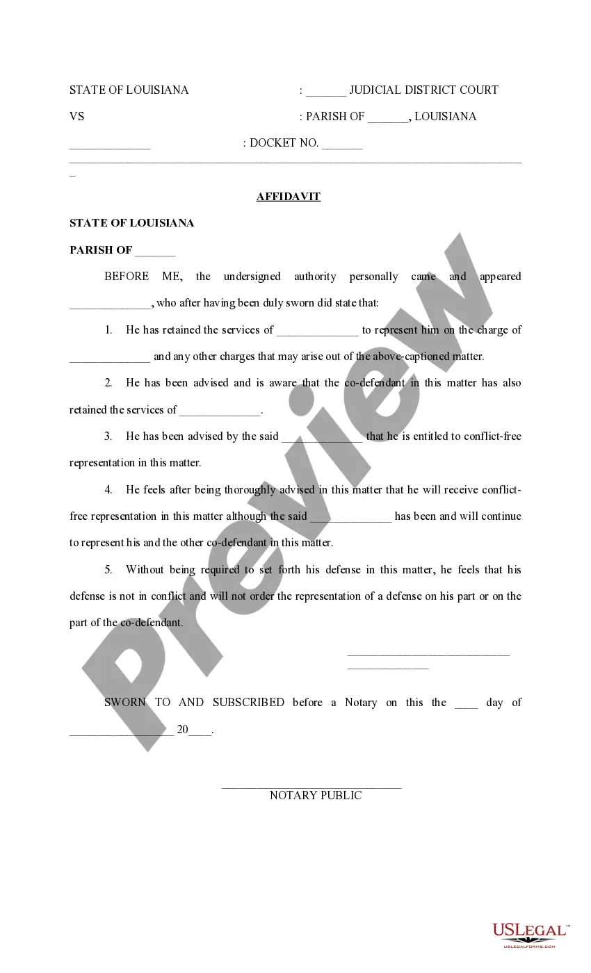 Preview Affidavit Shared Representation with Co Defendant