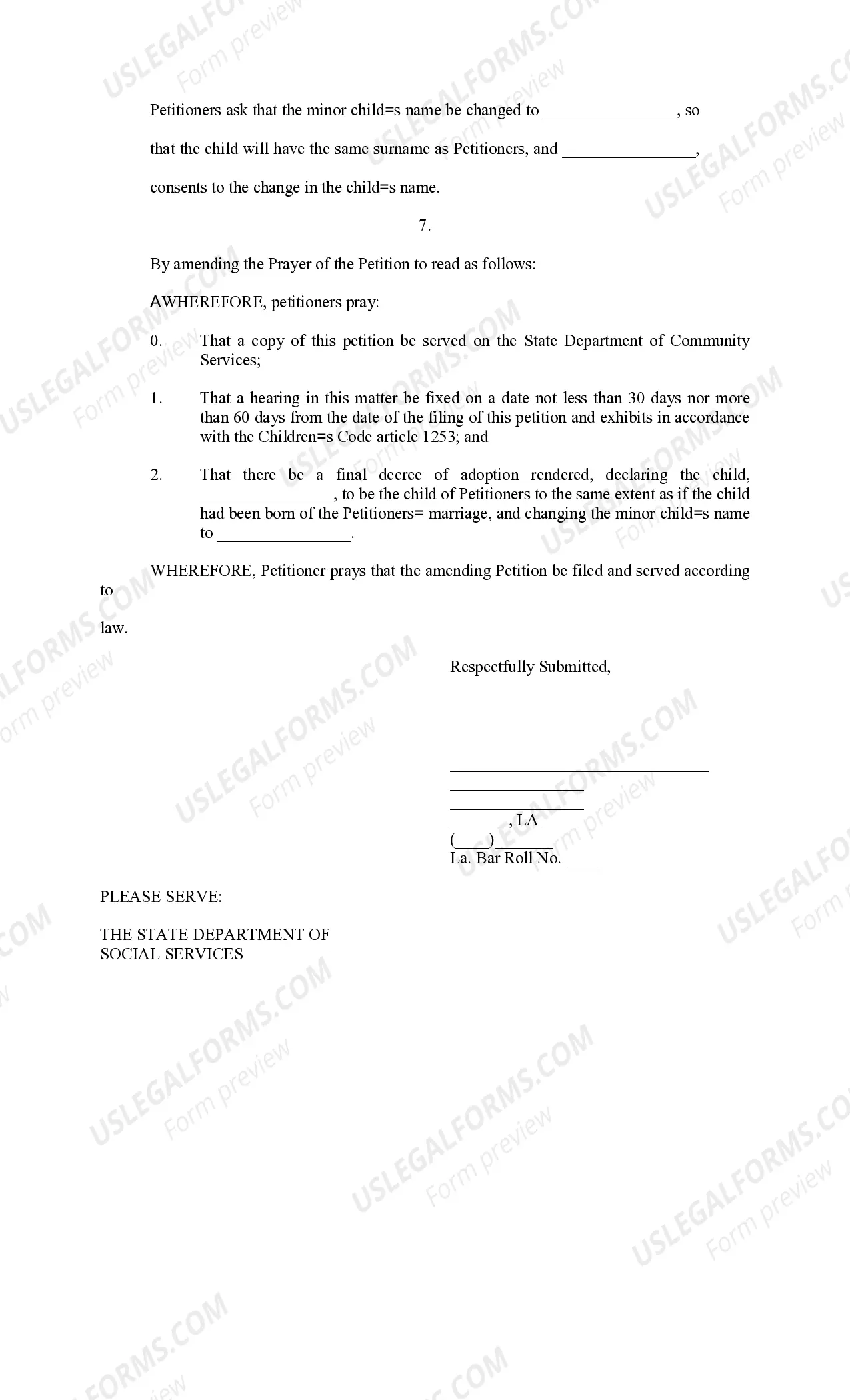 Preview First Amending and Supplemental Petition of Adoption