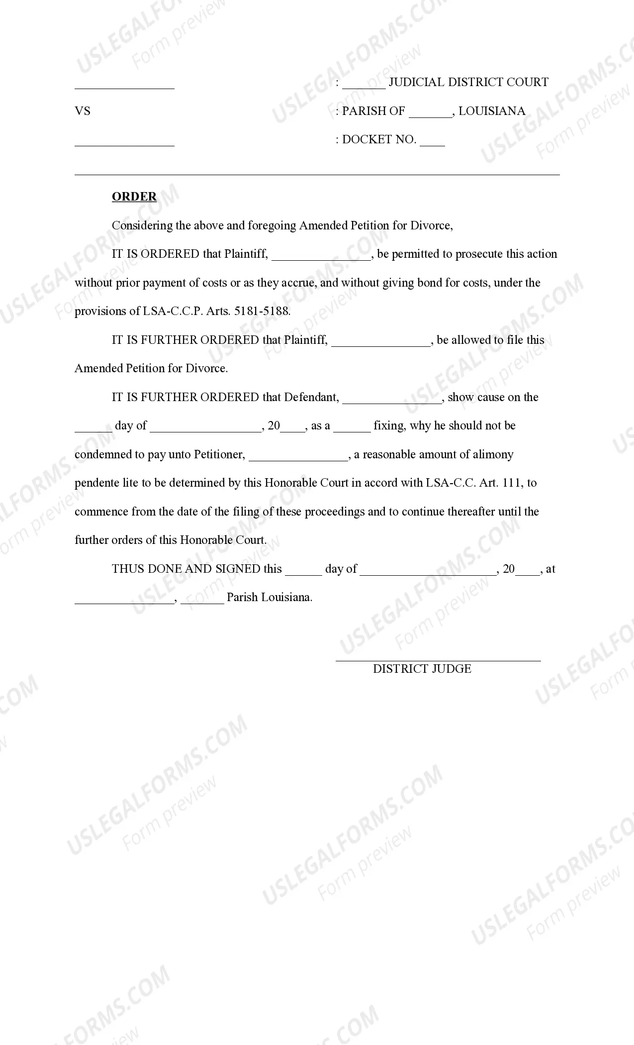 Preview Amended Petition for Divorce