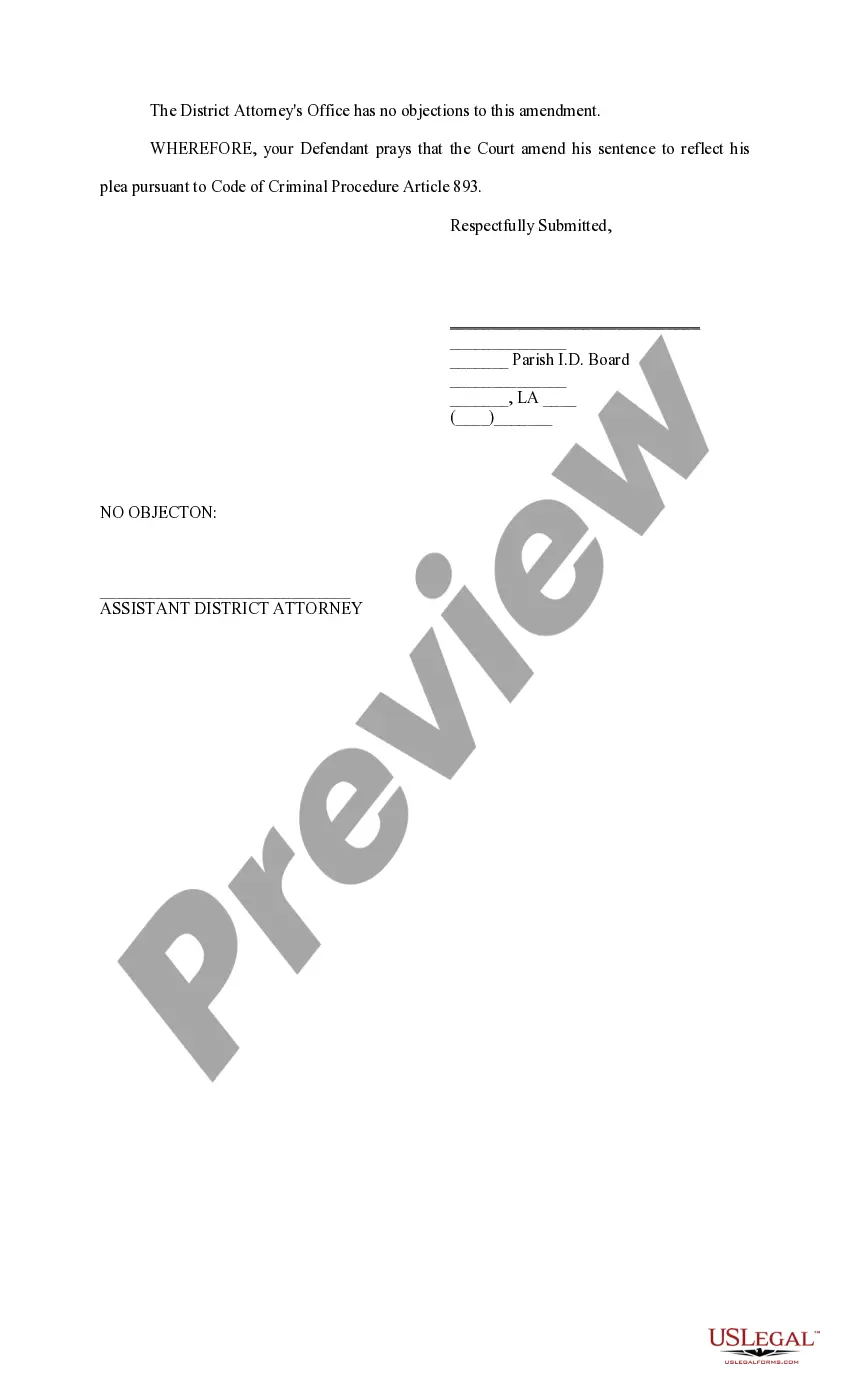 Preview Motion and Order to Amend Sentence