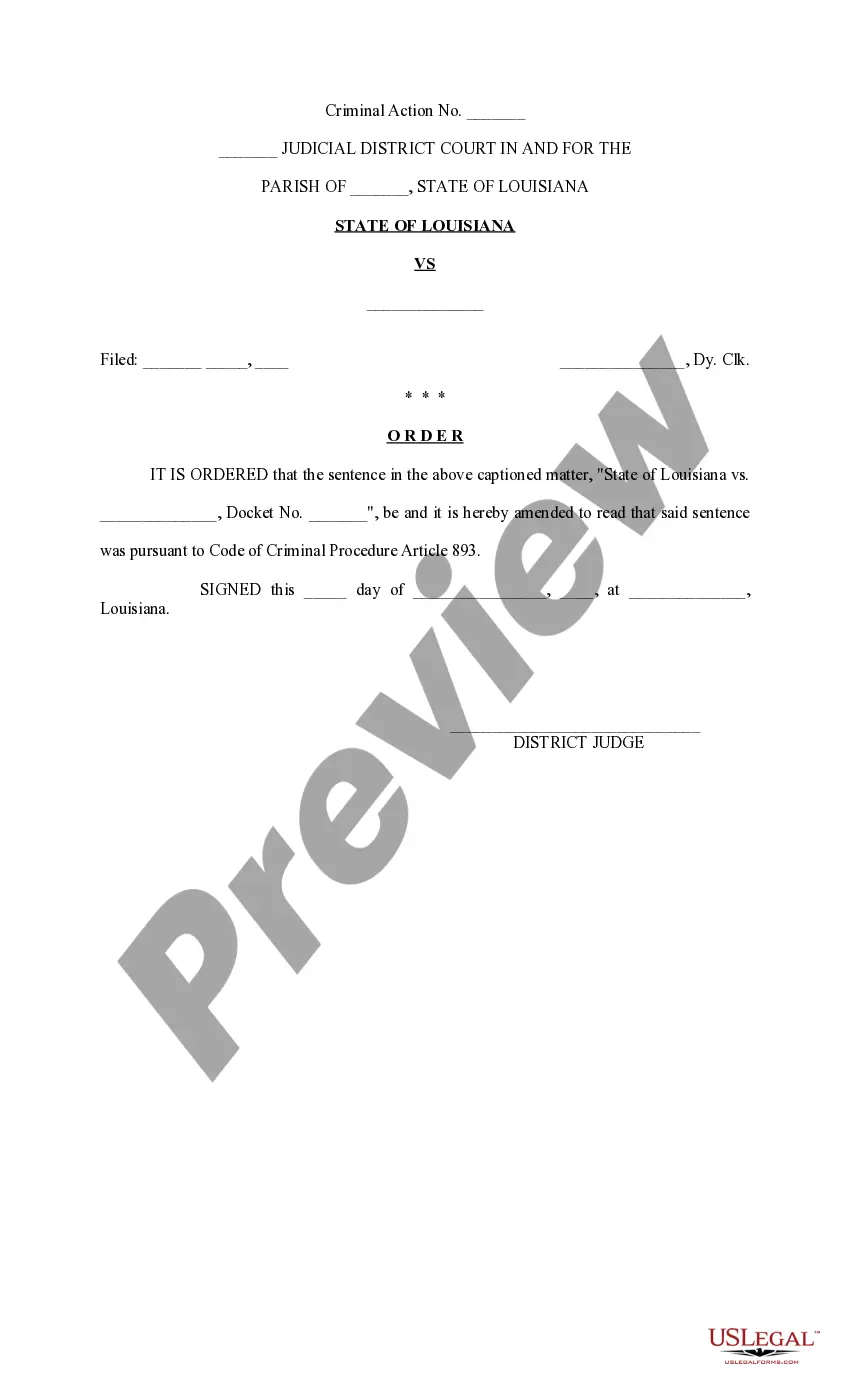 Preview Motion and Order to Amend Sentence