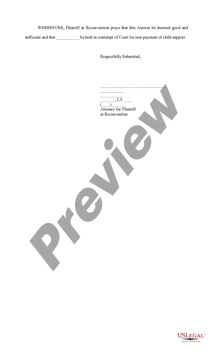 Get Answer to Rule and Rule for Contempt for Nonpayment of Child Support Preview Answer to Rule and Rule for Contempt for Nonpayment of Child Support