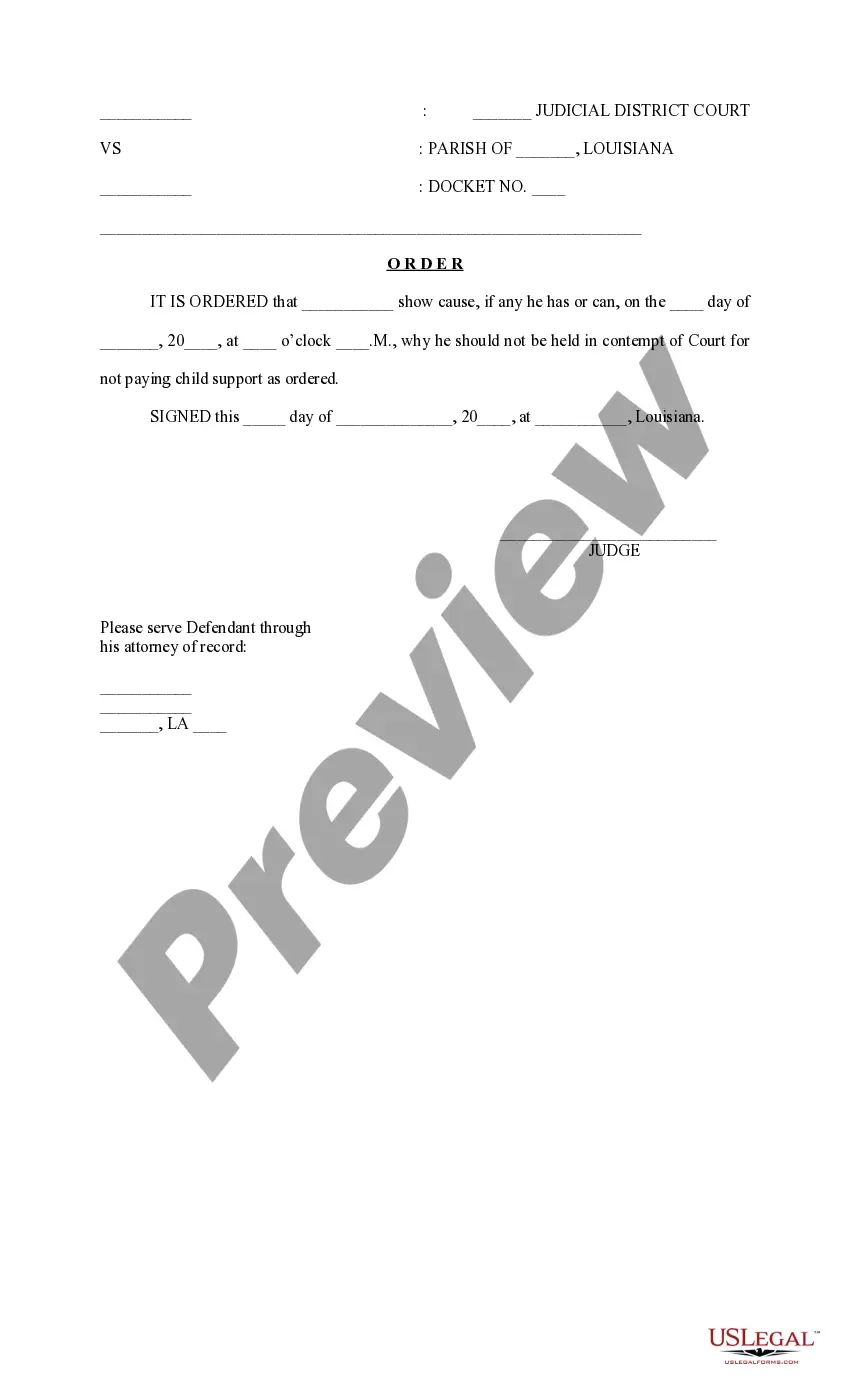 Get Answer to Rule and Rule for Contempt for Nonpayment of Child Support Preview Answer to Rule and Rule for Contempt for Nonpayment of Child Support