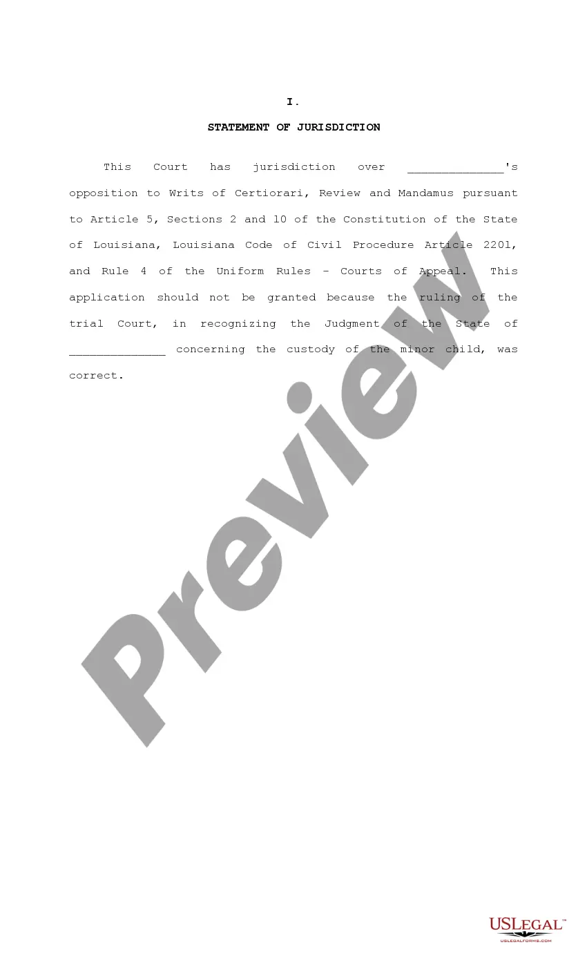 Preview Opposition to Application for Writs of Certiorari, Review and Mandamus