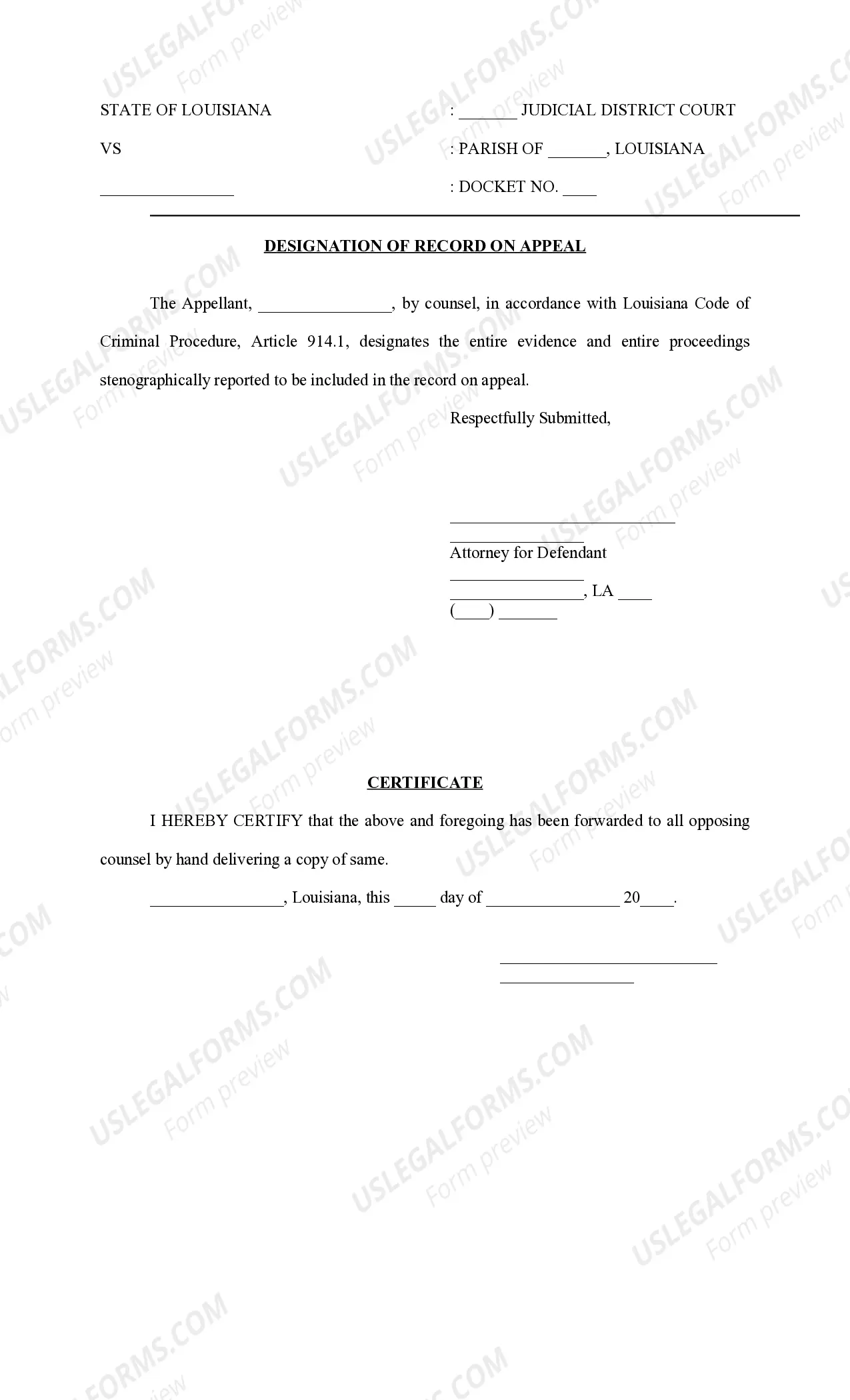 Preview Notice of Appeal and Order