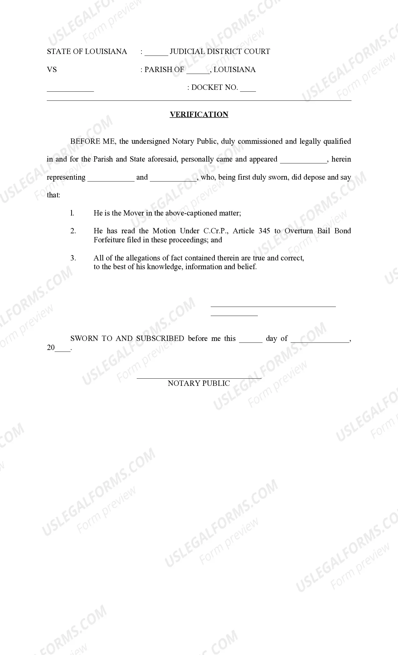 Preview Motion to Overturn Bail Bond Forfeiture