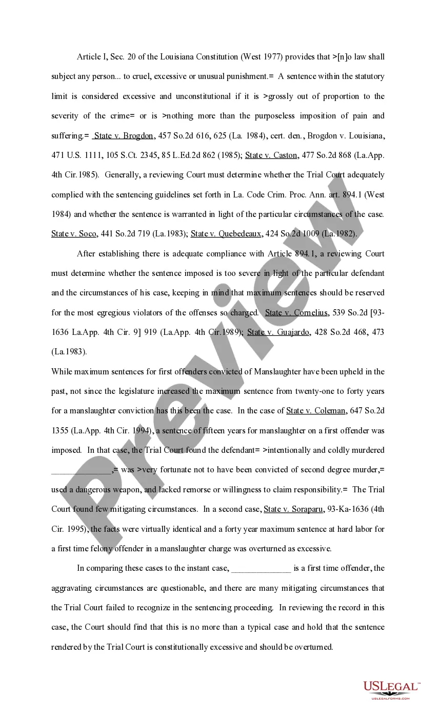 Preview Application by Defendant for Supervisory Writ of Review