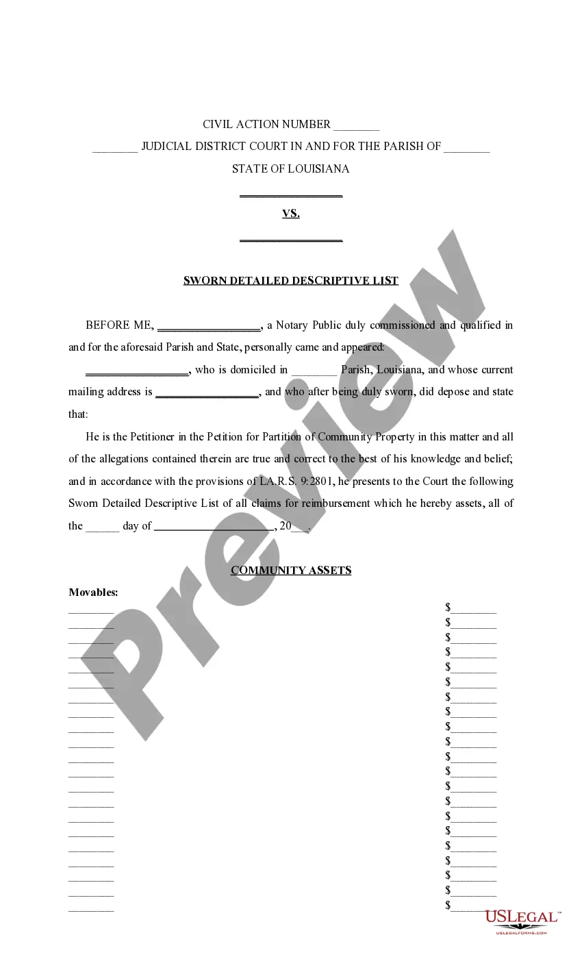 Get Petition for Partition of Community Property with list of commercial property Preview Petition for Partition of Community Property with list of commercial property