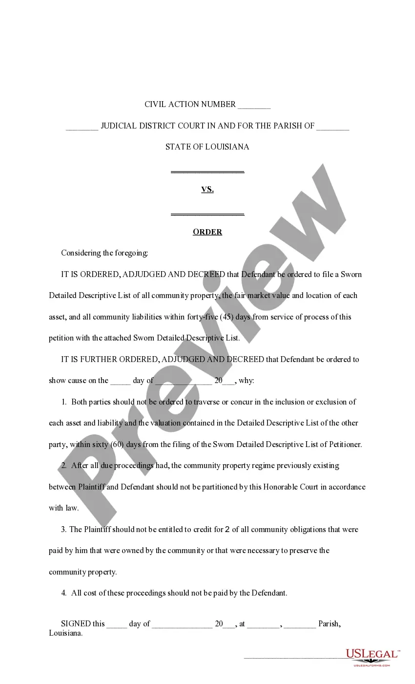 Get Petition for Partition of Community Property with list of commercial property Preview Petition for Partition of Community Property with list of commercial property