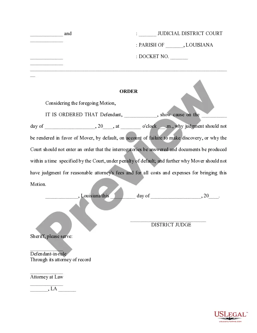 Preview Motion to Compel Answers to Interrogatories and Plaintiff's Request for Production