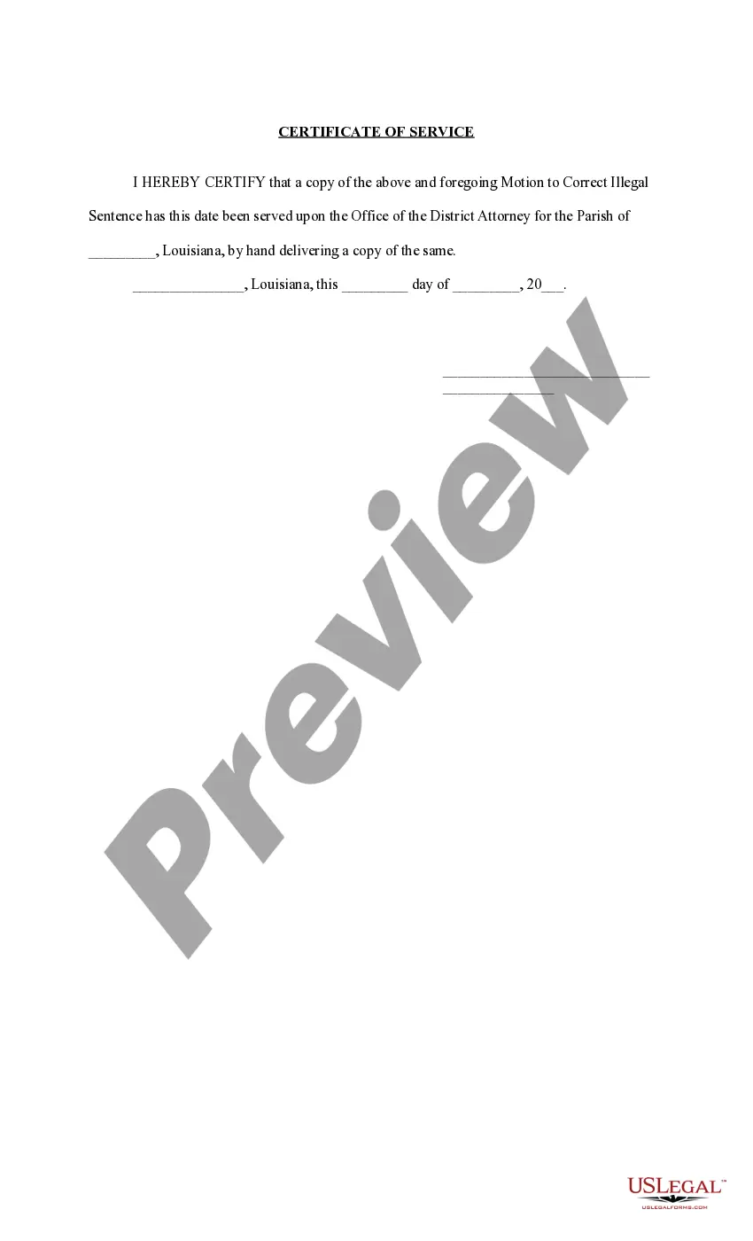 Preview Motion to Correct Illegal Sentence