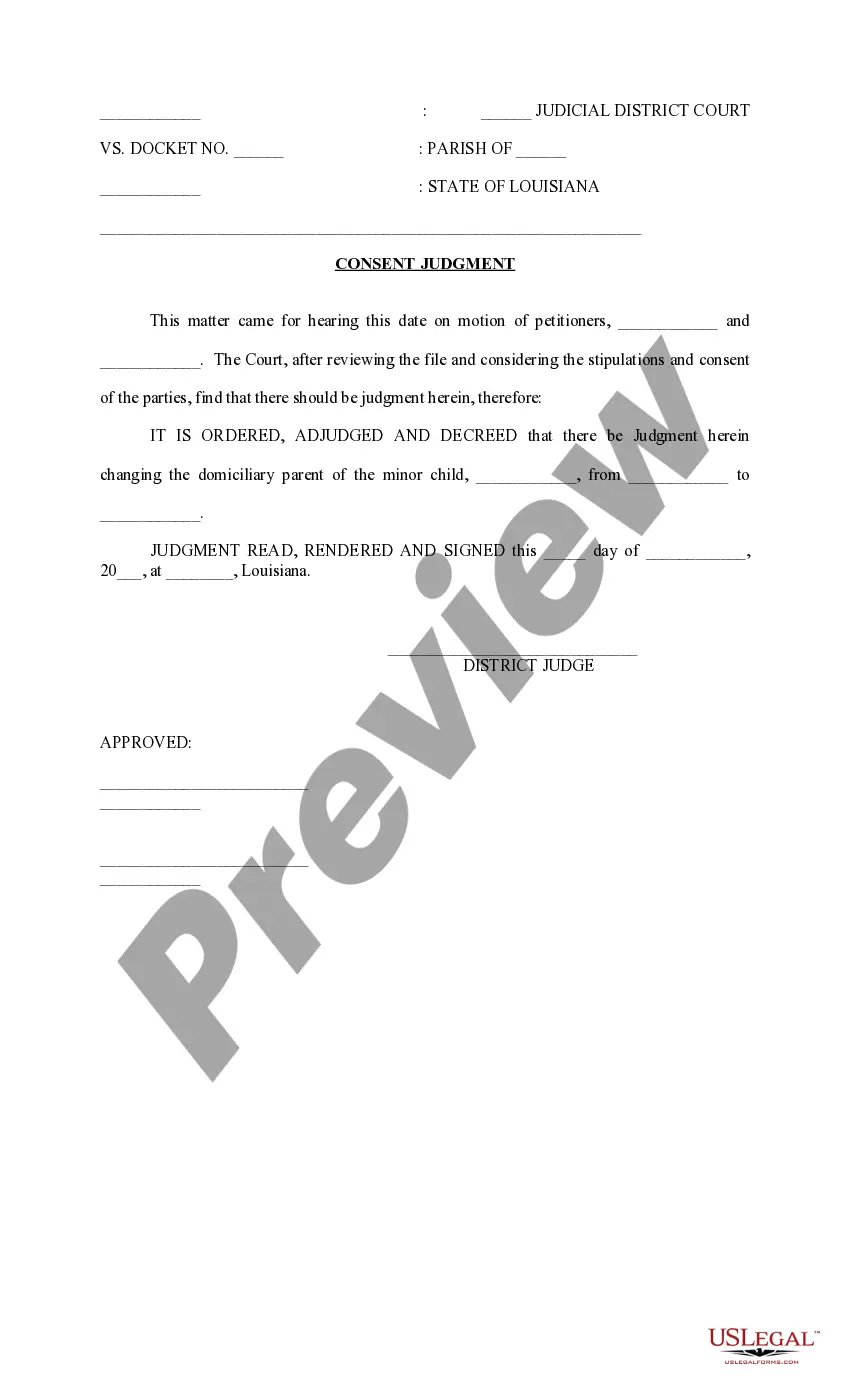Preview Petition for Custody with Consent Judgment