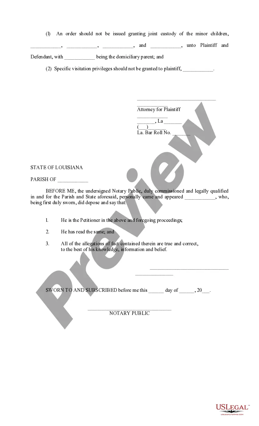 Preview Rule to Set Joint Custody and Specific Visitation Rights