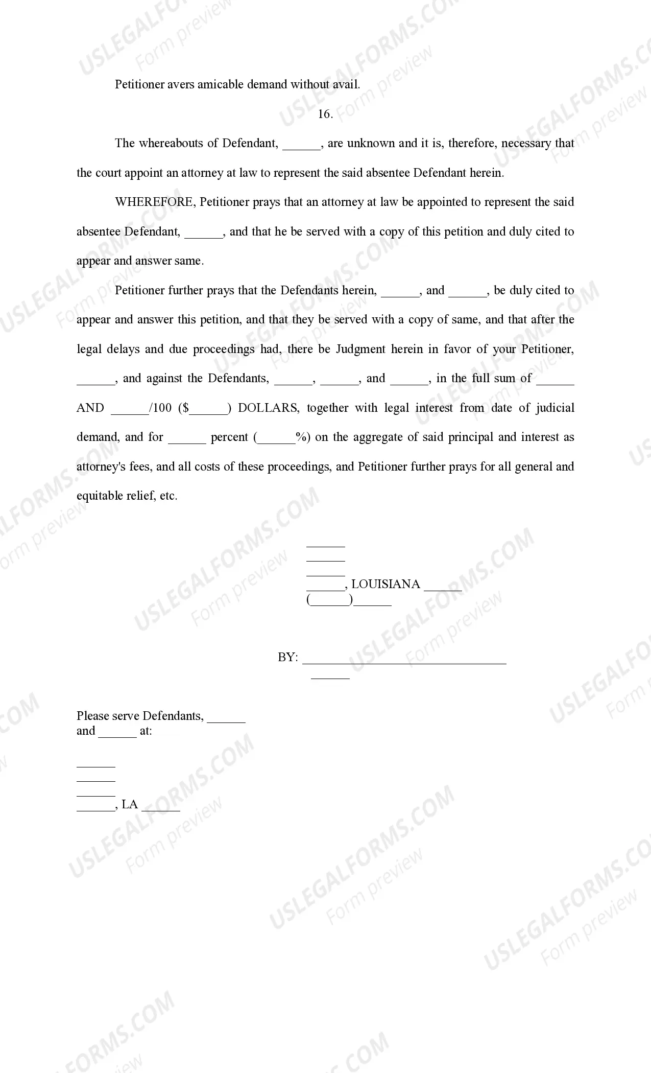 Preview Petition for Deficiency Judgment