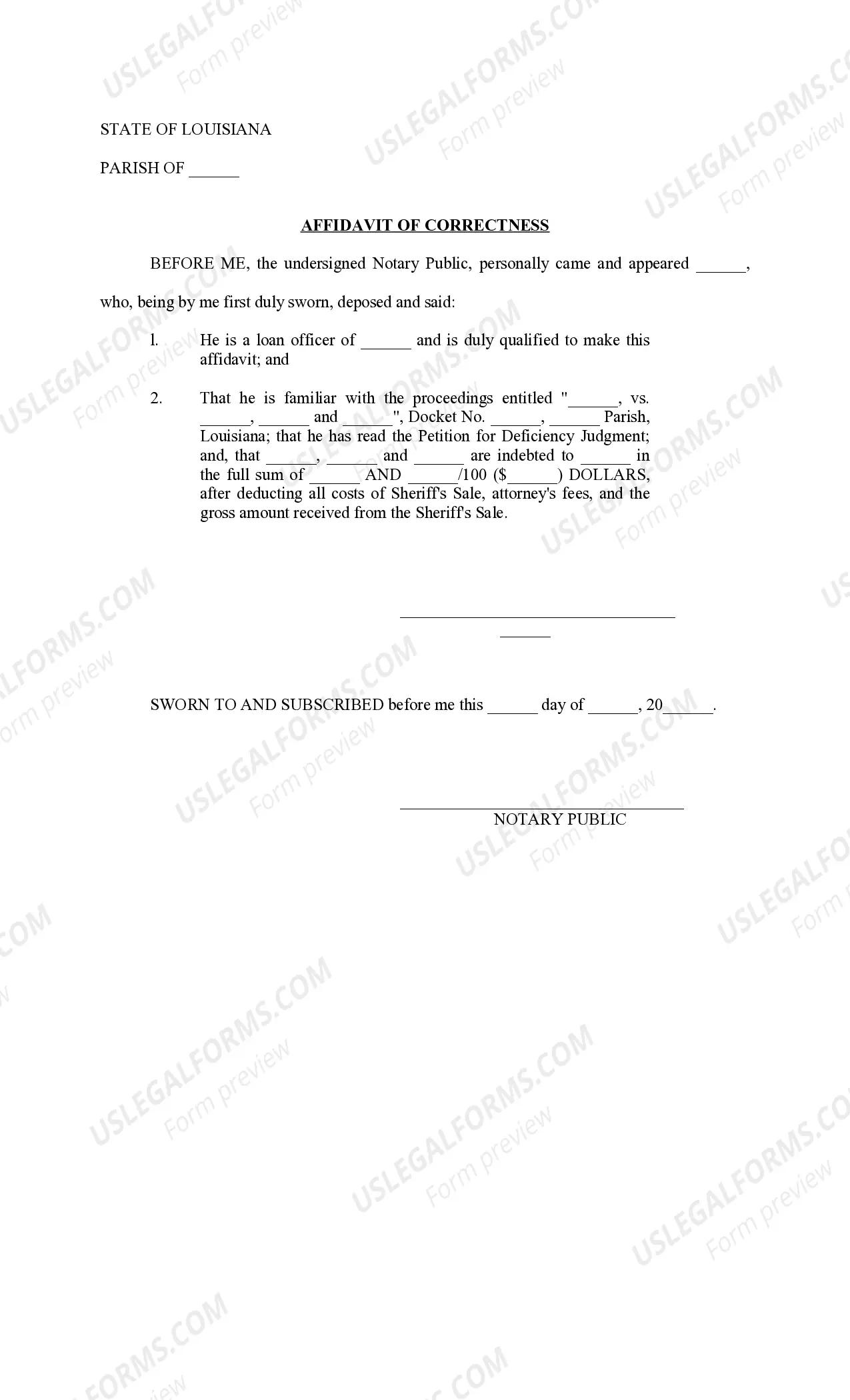 Preview Petition for Deficiency Judgment