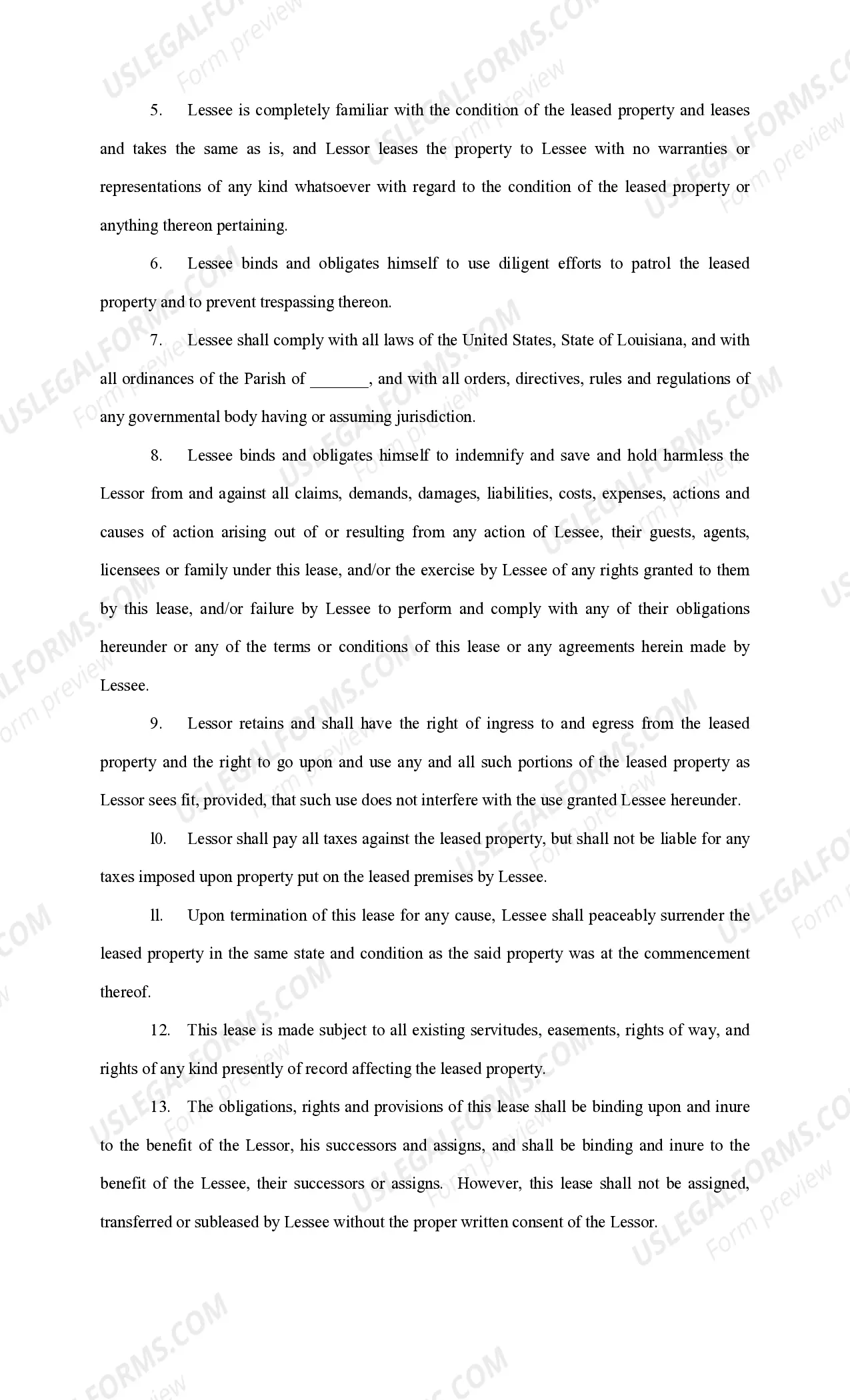 Preview Contract of Lease for Residential Property