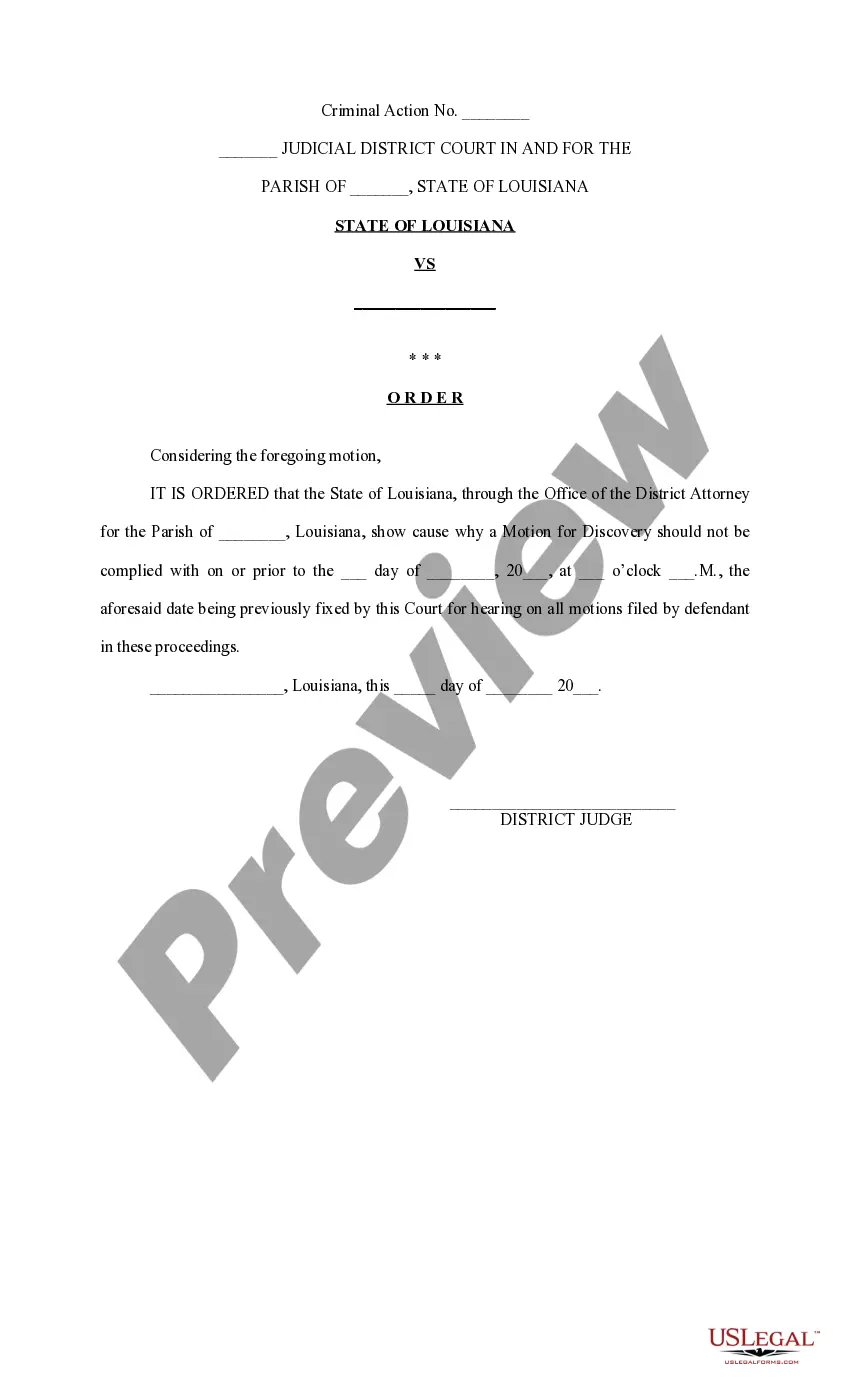 Preview Motion and Order for Discovery, with Notice of Defense based on Mental Condition