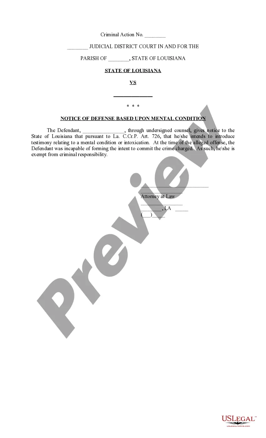 Preview Motion and Order for Discovery, with Notice of Defense based on Mental Condition