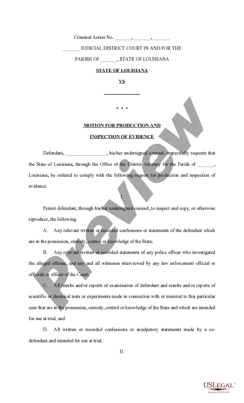 Preview Motion and Order for Discovery and for Production and Inspection of Evidence, with Notice of Defense based on Mental Condition