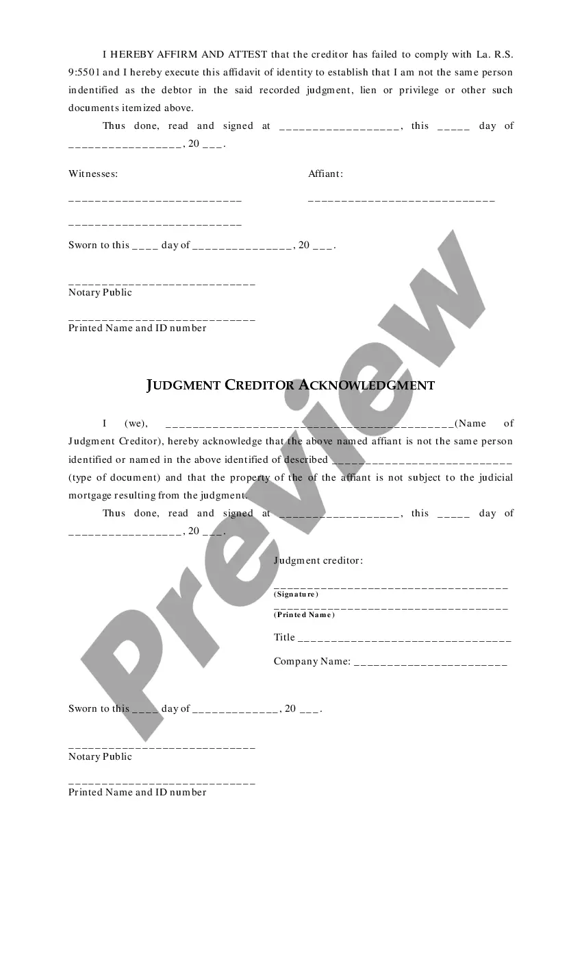 Preview Affidavit of Distinction