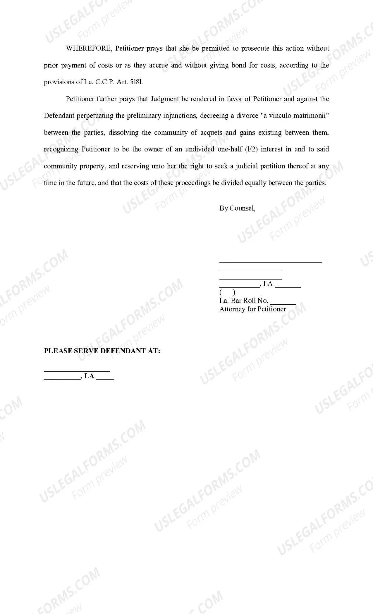 Preview Petition for Divorce with adult children