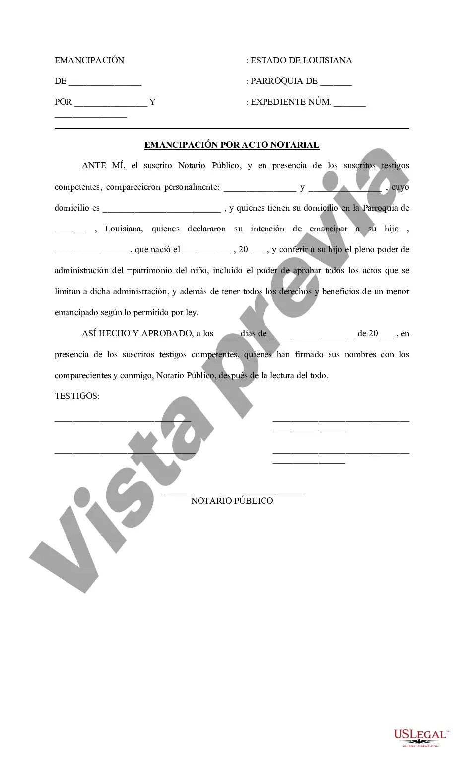 Preview Emancipación por Acta Notarial