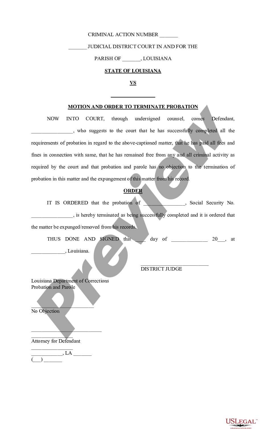 louisiana-motion-and-order-to-terminate-probation-probation-us-legal-forms